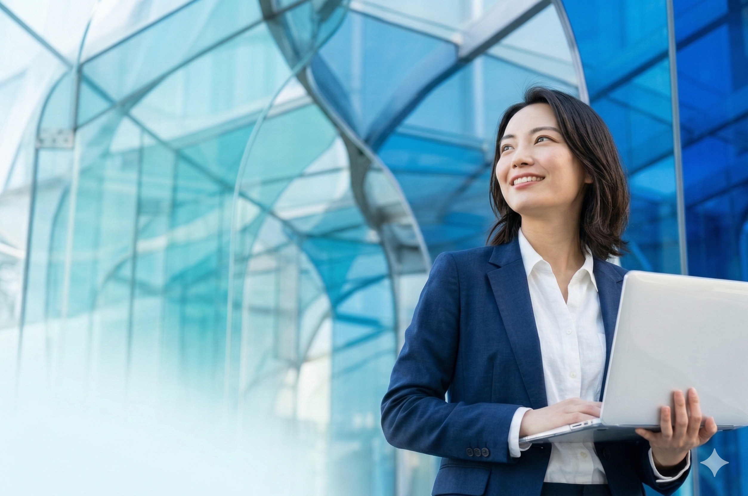 将来を見据える女性のイメージ